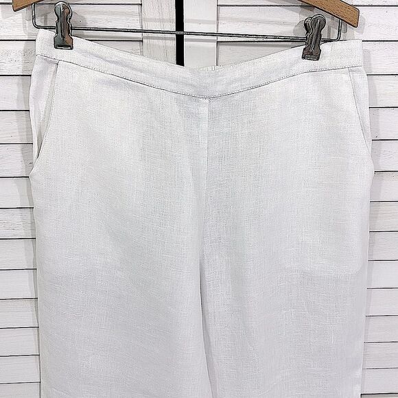 Peck & Peck Linen Pants Size Medium White Wide Leg NWOT - Picture 3 of 10